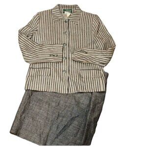 Harve Bernard Vintage Linen Skirt Suit & Blazer Striped 12